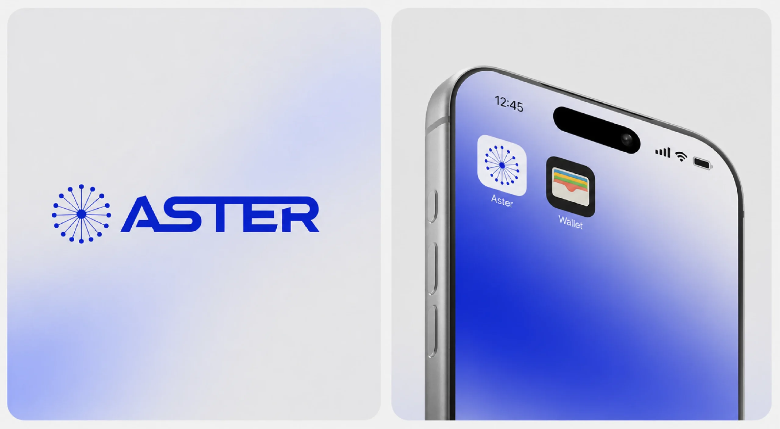 Aster logo and app icon on a phone home screen