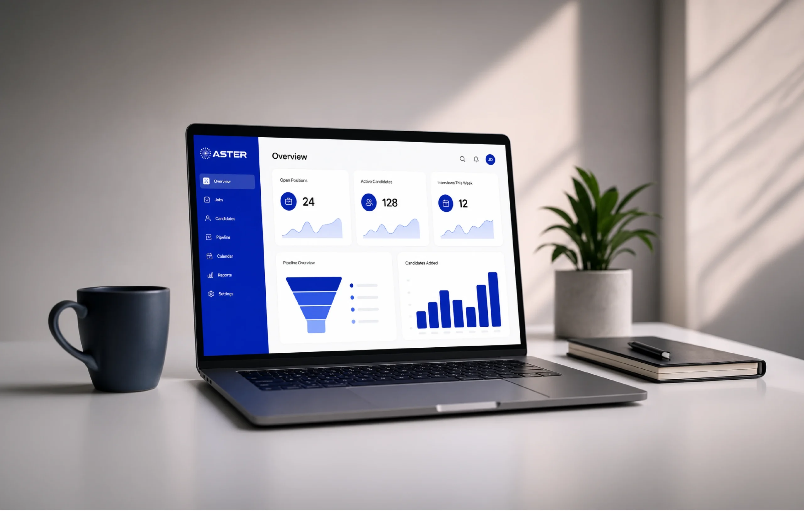 Aster dashboard on a laptop